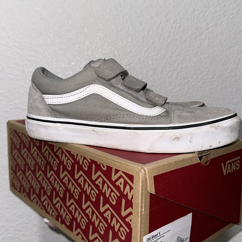 Vans Velcro Gray Shoes Sneakers - Picture 2 of 14